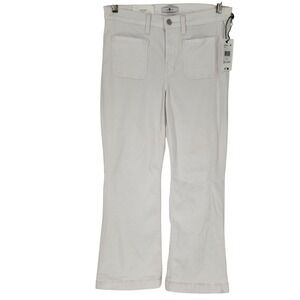 7 For All Mankind Dojo Tailorless Flare Leg Trouser Womens 31 White NWT Stained